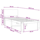 Single Bed Frame with Headboard ROSTOCK Dark Brown 90 x 200 cm 903413