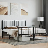 Metal Bed Frame without Mattress with Footboard Black 160x200cm 352501