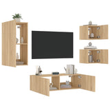 4 Piece TV Wall Cabinets with LED Lights Sonoma Oak 3216883