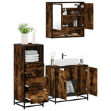 ZNTS 3 Piece Bathroom Furniture Set Smoked Oak Engineered Wood 3301037