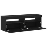 TV Cabinet with LED Black Oak 120 x 35 x 40 cm Engineered Wood 862553