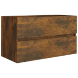 2 Piece Bathroom Furniture Set Smoked Oak Engineered Wood 815738
