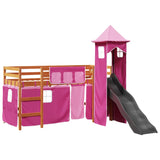 Kids' Loft Bed with Tower Pink 80x200 cm Solid Wood Pine 3309127