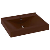 147028 Luxury Basin with Faucet Hole Matt Dark Brown 60x46 cm Ceramic