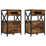 Bedside Cabinet with Drawer 2 pcs Smoked Oak 40 x 31 x 60 cm 859465