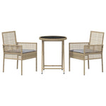 Garden Bistro Set 3 pcs Beige Poly rattan 3334965