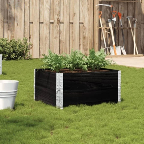 ZNTS Garden Planter Black 80x60 cm Solid Wood Pine 3295840