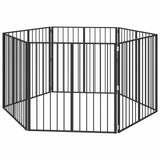 Dog Gate 6 pcs Black 100 x 100 cm Galvanised Steel 891991