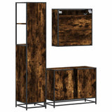 ZNTS 3 Piece Bathroom Furniture Set Smoked Oak Engineered Wood 3301152