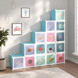 Cube Storage Cabinet for Kids with 15 Cubes Blue PP 340576