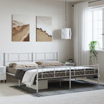 Metal Bed Frame without Mattress with Footboard White 193x203cm 372252