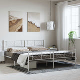 Metal Bed Frame without Mattress with Footboard White 193x203cm 372252