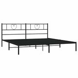 Metal Bed Frame without Mattress with Headboard Black 180x200cm 355467