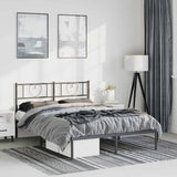 Metal Bed Frame without Mattress with Headboard Black 135x190cm 355462