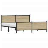 Metal Bed Frame without Mattress Sonoma Oak 200x200 cm 3301367