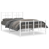Metal Bed Frame without Mattress with Footboard White 120x200cm 355626