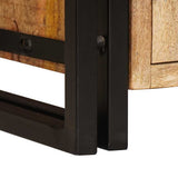 Bookshelf with Doors Brown Solid Rough Mango Wood and Metal 4104769