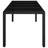 Garden Table with Glass Top Black 190x90x75 cm Poly Rattan 319903