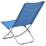 ZNTS Folding Beach Chairs 2 pcs Blue Fabric 310374