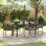 Garden Dining Set with Cushion 5 pcs Grey Poly Rattan 3380013