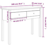 Console Table White 100x35x75 cm Solid Wood Pine 814615