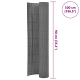Double-Sided Garden Fence PVC 90x500 cm Grey 43631