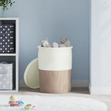 Storage Basket with Lid Brown and White 37x50 cm Cotton 358480
