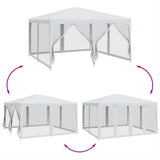 Party Tent with 8 Mesh Sidewalls White 4x4 m HDPE 4010061