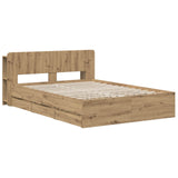 Bed Frame with Storage and Headboard Artisan Oak 140 x 190 cm 3445820