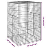 Gabion Basket with Cover 100x100x150 cm Galvanised Iron 3295213