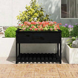 Planter with Shelf Black 111.5x111.5x81 cm Solid Wood Pine 823805