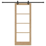 Sliding Door Natural 83 x 211 cm Solid Pine Wood and Glass 3332307