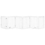 Dog Gate with Door Foldable 6 Panels White 300 cm Poplar Wood 352181