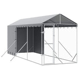 Outdoor Dog Kennel with Roof Silver 2x6x2.5 m Galvanised Steel 3190491