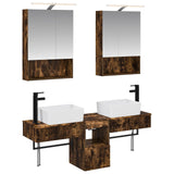 Bathroom Cabinet Set 5 pcs Smoked Oak 50 x 14.5 x 70 cm 3406323