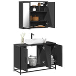 ZNTS 2 Piece Bathroom Furniture Set Black Engineered Wood 3300890