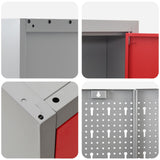 Work Cabinet with Drawer 10 pcs Red Engineered Wood and Steel 3321477