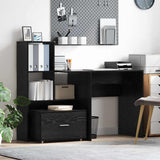 Desk with Shelf Black Oak 131.5 x 50 x 106.5 cm Engineered Wood 3337266