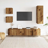 ZNTS 5 Piece TV Cabinet Set Wall-mounted Old Wood Engineered Wood 3328997