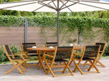7 Piece Garden Dining Set Black Polypropylene and Solid Wood 3281709