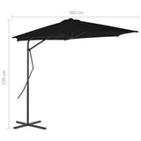 Garden Parasol Black Polyester, Powder-Coated Steel Large 312520