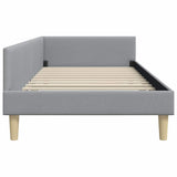 Corner Bed Frame with Headboard Light Grey 90 x 190 cm Fabric 42016109