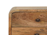 Solid Wood Mini Oak-ish Curved Bedside, 2 Drawers B2743P402931