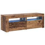 TV Cabinet with LED Lights Old Wood 120x35x40 cm Engineered Wood 856313