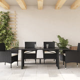 Garden Table Black PE rattan, powder-coated steel, tempered glass 365602