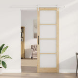 Sliding Door Natural 78 x 232 cm Solid Pine Wood and Glass 3332415