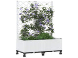 Garden Planter with Trellis&Wheels White 80 x 40 x 146 cm PP 3422973