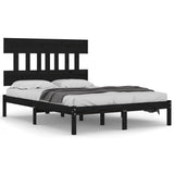 Bed Frame without Mattress Black 140x190 cm Solid Wood 3104722