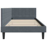Corner Bed Frame with Headboard Dark grey 100 x 200 cm Velvet 42016439