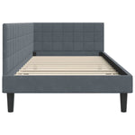 Corner Bed Frame with Headboard Dark grey 90 x 200 cm Velvet 42016429